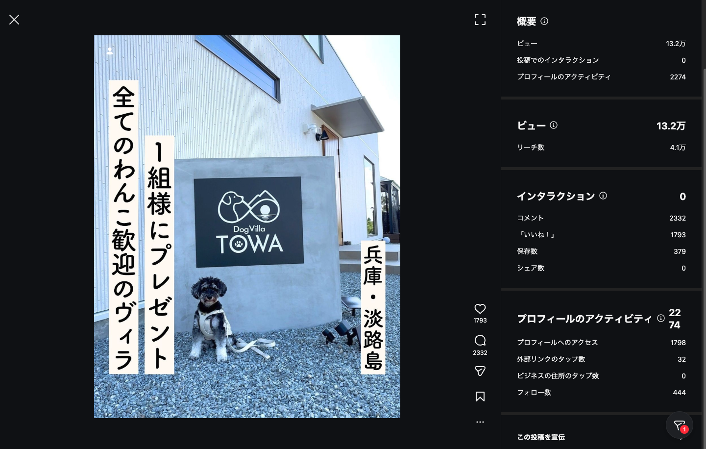 わんたびInstagram投稿の実績例